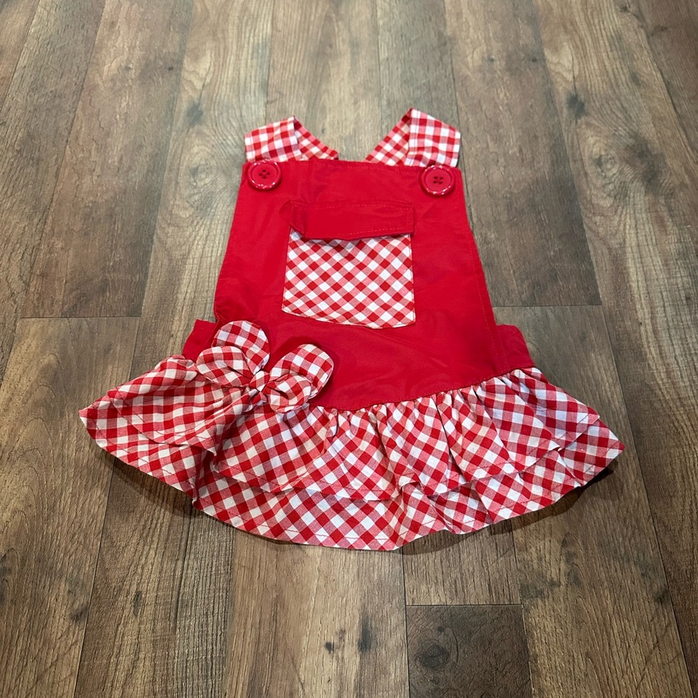 Red / White Gingham Dog Dress / Dog Jumper - Size Large